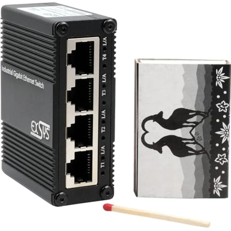 Exsys EX-62021, 5-Port Industrial Ethernet Micro Switch mit 1 Gbit/s und USB-C Stromversorgung, Schwarz – Bild 4