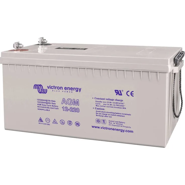 Victron Energy Blue Power BAT412201104, 12V 220Ah Solarakku Blei-Gel, auslaufsicheres Gehäuse, M8-Schraubanschluss, 10 Jahre Lebensdauer
