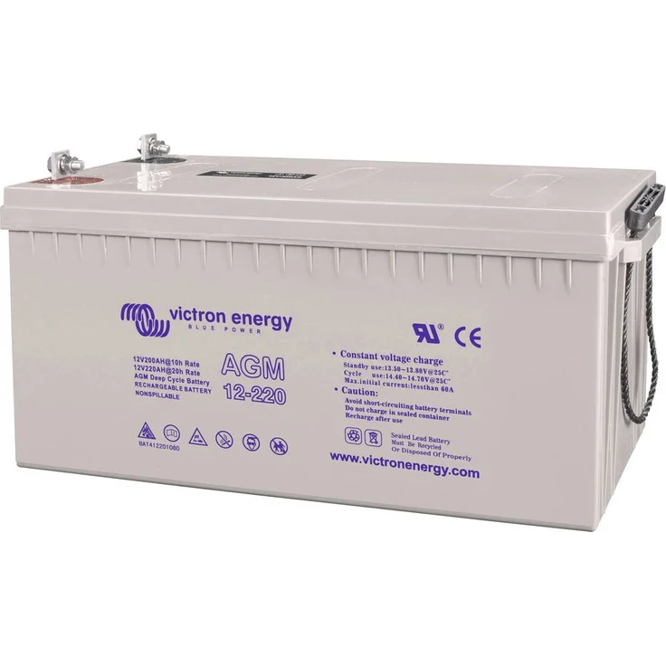Victron Energy Blue Power BAT412201104, 12V 220Ah Solarakku Blei-Gel, auslaufsicheres Gehäuse, M8-Schraubanschluss, 10 Jahre Lebensdauer