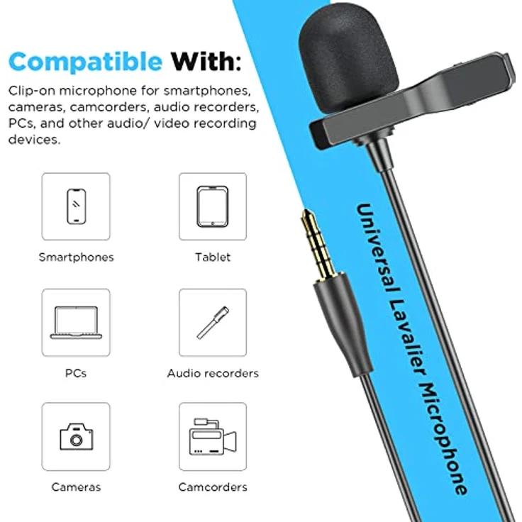 BOYA BY-M1S, Professionelles Omnidirektionales Lavaliermikrofon mit 6 m Kabel für iPhone, Android, DSLR und Camcorder – Bild 5