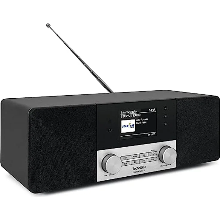 TechniSat DIGITRADIO 4 IR - Stereo Internetradio (DAB+, UKW, Bluetooth-Audiostreaming, Kopfhöreranschluss, AUX-Eingang, Wecktimer, TFT Display, 20 Watt RMS, Elac Lautsprecher, Made in Germany) schwarz