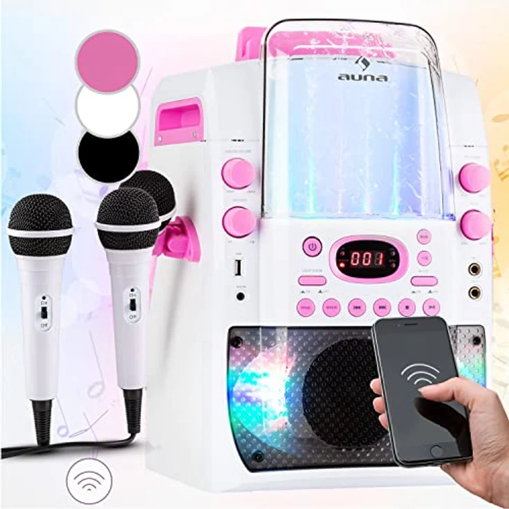 Auna Karaokeanlage Maschine Set Lichtshow Wasserfontäne Bluetooth – Bild 2