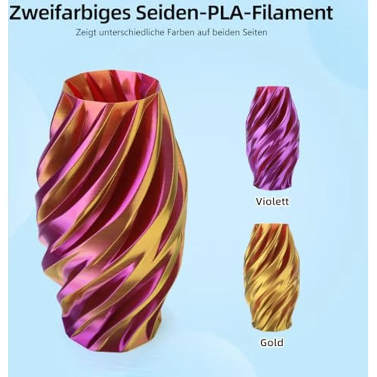 3DHoJor Silk PLA Filament 1.75mm, 1KG Lila-Gold Zweifarbig, seidiger Glanz, hohe Kompatibilität für FDM-Drucker – Bild 3