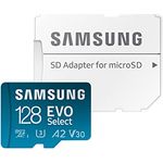 Samsung EVO Select microSD Speicherkarte (MB-ME128KA/EU), 128 GB, UHS-I U3, Full HD, 130MB/s Lesen, für Smartphone und Tablet, inkl. SD-Adapter