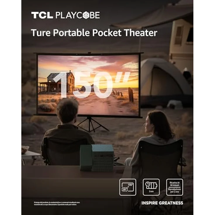 TCL PlayCube 1080P Full-HD DLP-Projektor, Tragbarer GTV-Projektor mit Netflix-Zertifizierung, 750 ISO-Lumen, 4K-Unterstützung, Schwarz – Bild 2