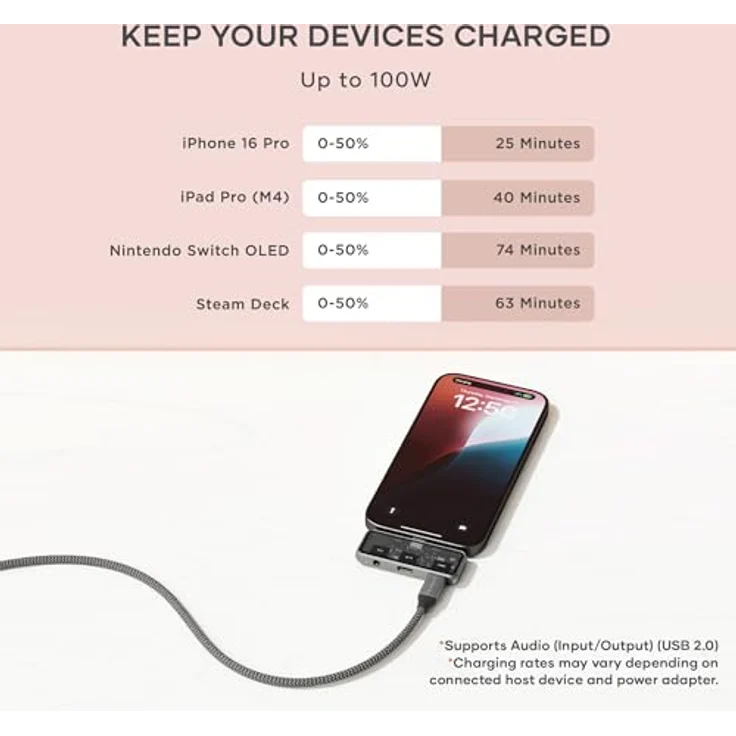 SATECHI Mobile XR Hub, USB-C-Adapter mit 100W Durchgangsladung, 10Gbps Datenübertragung, Videoausgang für XR/AR-Brillen, 4K-Auflösung, 3,5mm Audioanschluss, silber – Bild 3