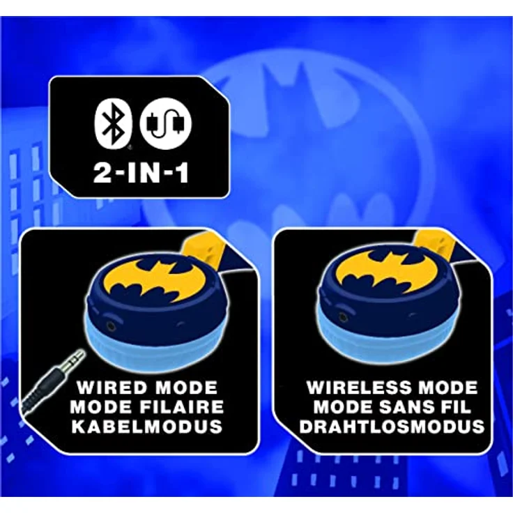 Lexibook Batman - 2 in 1 Bluetooth faltbare Kopfhörer mit Lautstärkebegrenzung auf 85 dB und integriertem Mikrofon – Bild 4