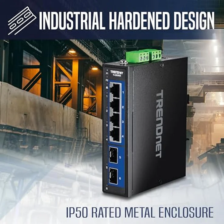 Trendnet 6-Port Industrial 2.5G DIN-Rail Switch mit 10G SFP, Netzwerk Switch mit PoE, Schwarz – Bild 3