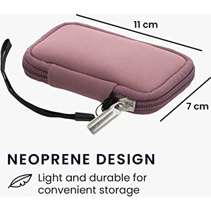 kwmobile In-Ear Kopfhörer Tasche kompatibel mit in-Ear Headphones - Neopren Cover Case - 6 x 9 cm Innenmaße - Dark Rose Etui – Bild 2
