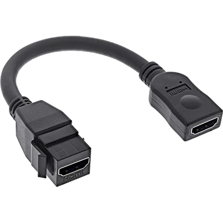 InLine® HDMI Keystone Adapterkabel 4K/30Hz, HDMI A Buchse/Buchse, schwarz, 0,2m – Bild 1