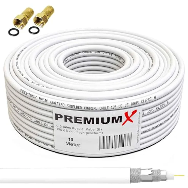 Premium X Camping TV SAT Anlage Satelliten-Schüssel Single LNB 10m Antennen-Kabel F-Stecker Sat-TV-Signalfinder im Koffer, wettergeschütztes LNB mit 0,1 dB Rauschmaß, 4-fach abgeschirmtes Class A Kabel, Saugfuß für einfache Montage, in schwarz – Bild 5