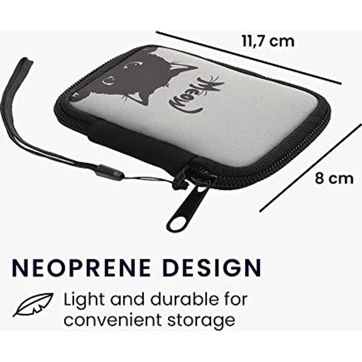 kwmobile In-Ear Kopfhörer Tasche - Neopren Cover Case in Grau Schwarz - Kompatibel mit Airpods, Sony WF-1000XM4, Galaxy Buds - Wasserdicht & mit 2 Innenfächern - Individuelles Design – Bild 2
