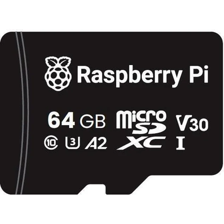 Raspberry Pi microSDXC Speicherkarte A2, Class 10, U3, 64GB mit hoher Lese- und Schreibgeschwindigkeit