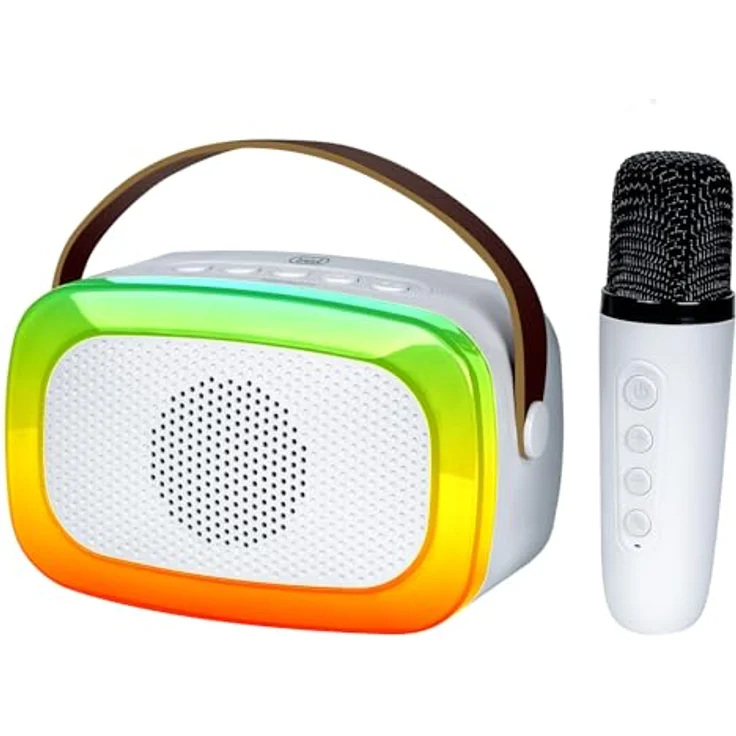Trevi XR 8A01, Miniparty Karaoke Lautsprecher mit 10 W RMS, Bluetooth, Akkubetrieb, Weiss, USB-C und MicroSD-Unterstützung – Bild 3