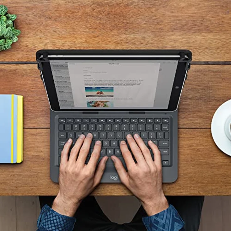 Logitech Universal Folio Tablet-Hülle mit Kabelloser Tastatur, Bluetooth, 2-Jahre Batterielaufzeit, Für 9 Zoll- 10 Zoll Tablets, Apple, Android & Windows-OS, Französisches AZERTY-Layout - schwarz – Bild 2