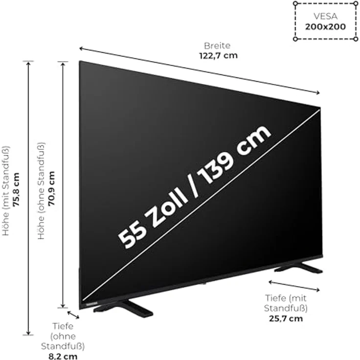 Toshiba 55UV1563DDW, 55 Zoll 4K UHD Smart TV mit Dolby Vision HDR, Triple-Tuner und VIDAA Streaming Apps – Bild 3