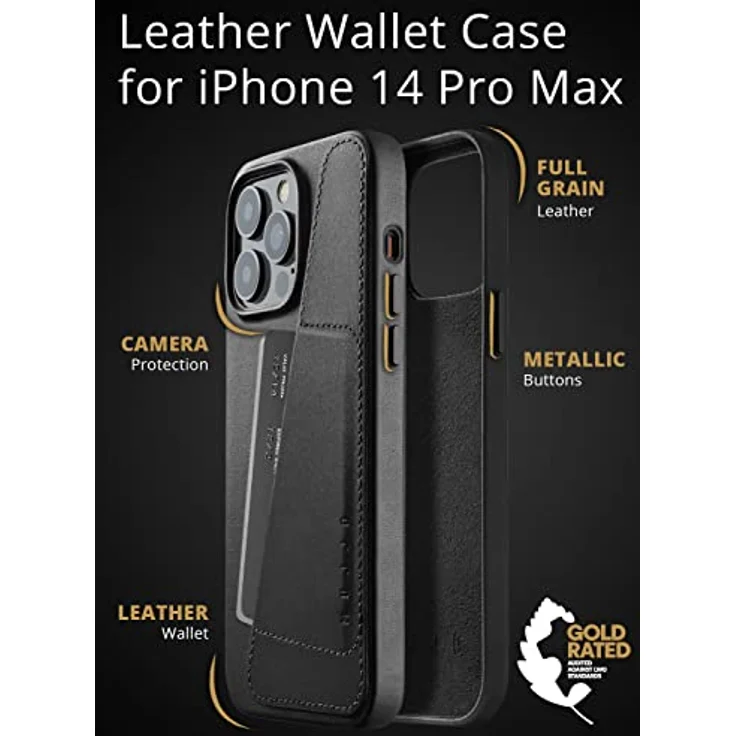 Mujjo Lederhülle für iPhone 14 Pro Max | Schutzhülle mit Kartenhalter, Lederhülle für iPhone 14 Pro Max, Handyhülle für iPhone 14 Pro Max, Brieftasche für iPhone 14 Pro Max – Bild 2