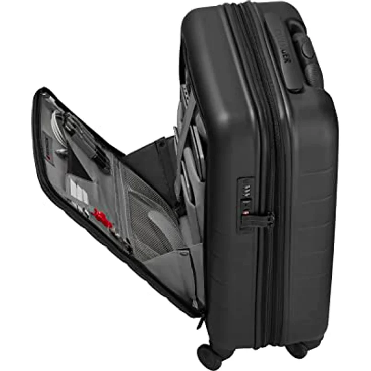 WENGER Syntry Handgepäck Trolley mit Laptop- und Tablet-Fach, Notebook bis 14 Zoll, Tablet bis 10 Zoll, 36 (44) l, Hartschale, Damen Herren, Business-Reisen Urlaub, Schwarz/Graumeliert, 610163 – Bild 2
