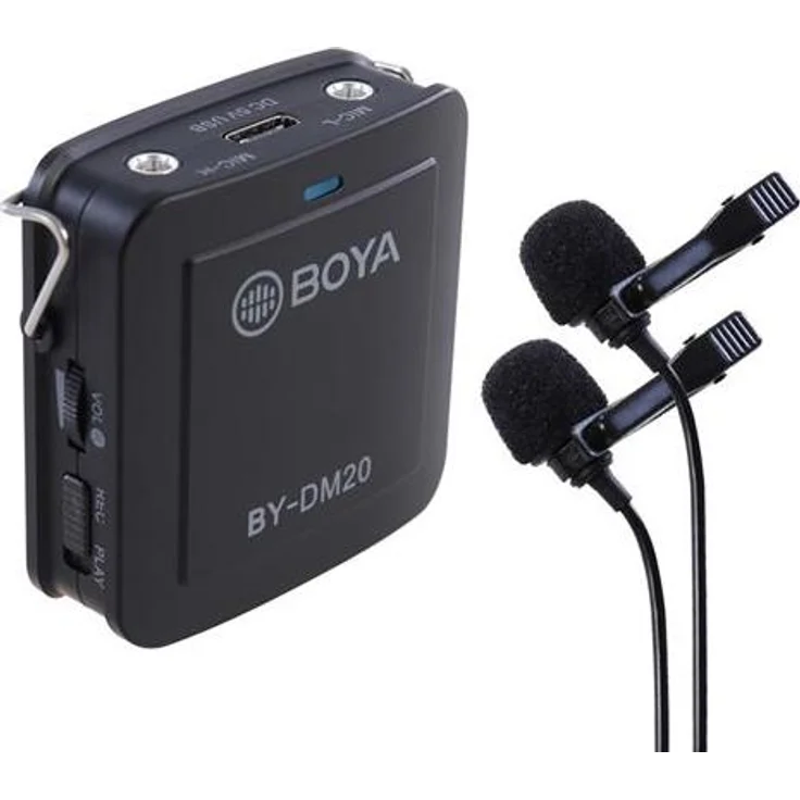 Boya BY-DM20 Dual-Lavalier-Mikrofon (Interview / Vortrag), Apple Lightning / USB-C / USB, omnidirektional, Mikrofonteil/-Zubehör, Schwarz – Bild 1