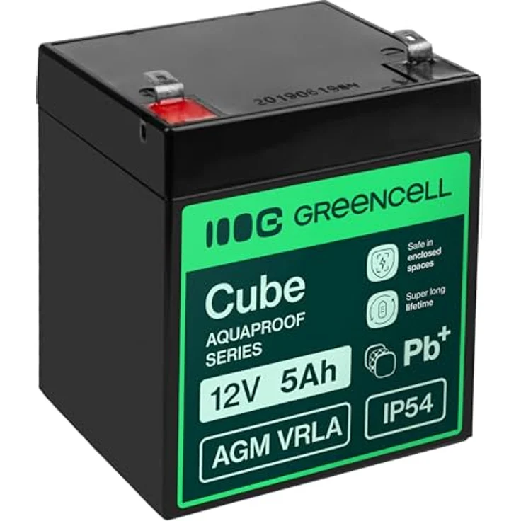 Green Cell GC-AGM12V5AH-J, Bleiakku Blei-Vlies (AGM) 5Ah 12V mit IP54 Zertifizierung für hohen Schutz gegen Wasser und Staub – Bild 1