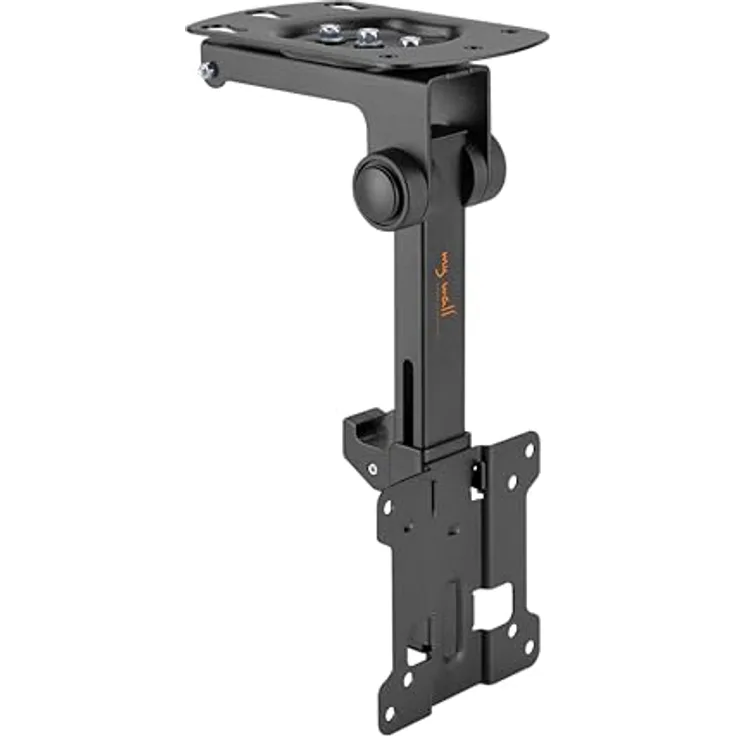 my wall klappbarer TV Deckenhalter - HL45-1L, 13-32 Zoll, Neigbar, Drehbar, für Schrägdecke/Hängeschrank, Variabler Deckenabstand, Schwarz