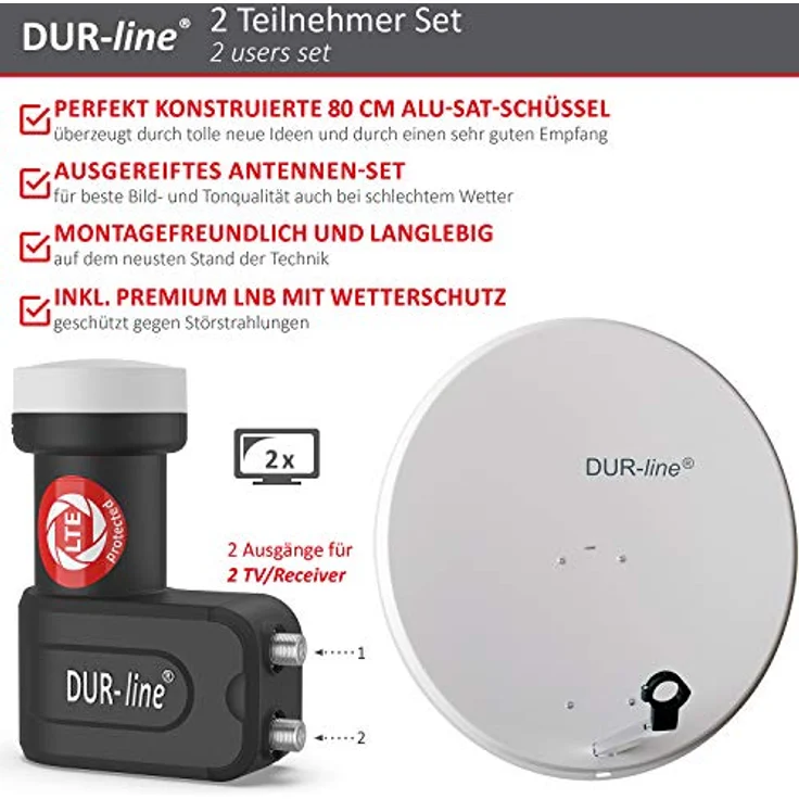 DUR-line MDA 80 G + +Ultra Twin LNB - 2 TN LNB Set – Bild 2