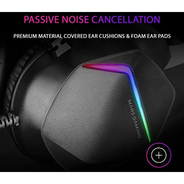 MARSGAMING Gaming MH122, FRGB Over Ear Kopfhörer mit Mikrofon, HiFi Sound, Geräuschunterdrückung, Ultraleichtgewicht, PS4 PS5 Xbox Switch Tablet Windows Mac, Schwarz, Large – Bild 5