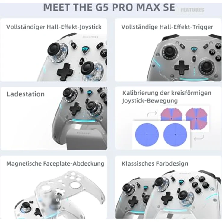 Machenike G5Pro Max Wireless Game Controller mit Smart Dock und 1000Hz Refresh Rate - Grau – Bild 2