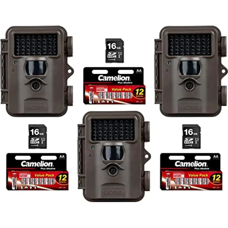 DÖRR Snapshot Mini Black 30MP 4K Überwachungskamera Set | Ultra HD 4K Videos | 940nm IR LEDs | für Innen- und Außenbereich (3er Starter-Kit)