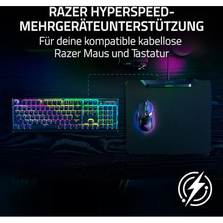 Razer HyperFlux V2, Kabelloses Lademauspad System für Gaming-Mäuse mit LED-Ladeanzeige, Anti-Rutsch Gummifüßen, Autopairing, USB Anschluss, Schwarz – Bild 5