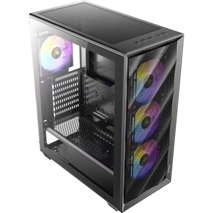 Antec AX85 ARGB, PC Gehäuse für mATX, ATX und ITX mit 4 vorinstallierten ARGB-Lüftern und Tempered-Glas-Seitenpaneel, Schwarz – Bild 4