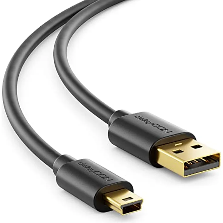 deleyCON 1m Mini USB 2.0 High Speed Kabel - Schwarz - High-Speed-Datenübertragung für Handys, Smartphones, Tablets und mehr