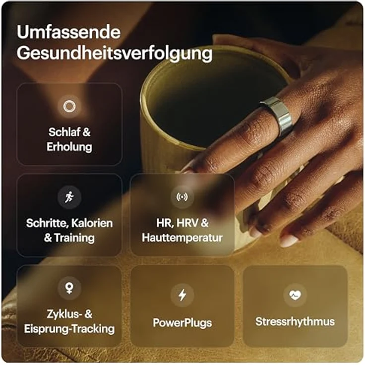 Ultrahuman Ring Air (9, Space Silver), Smart Ring mit Schlaf- und Bewegungsindex, 2,4 g leicht, Silber – Bild 3