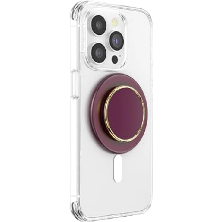 PopSockets PopGrip Round für MagSafe, Ausziehbarer Sockel mit Adapterring für nicht-MagSafe-Hüllen, Violett, Gold – Bild 2