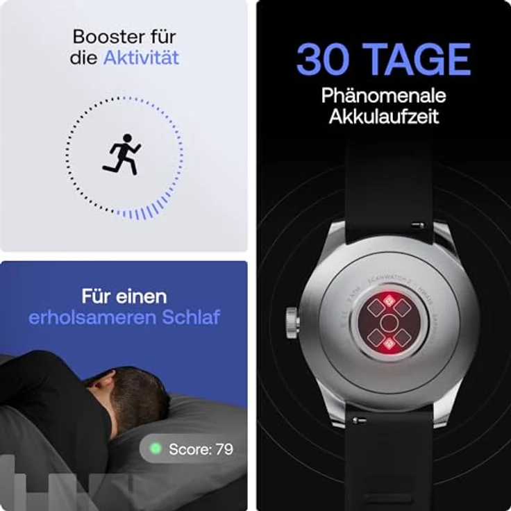 WITHINGS ScanWatch 2 42mm, Hybrid Smartwatch Herzgesundheit für Männer & Frauen - EKG, SPO2, Temperaturüberwachung, Schlaftracking, Atemwegsgesundheit, Zyklustracking, 30 Tage Akkulaufzeit, iOS & Android – Bild 6