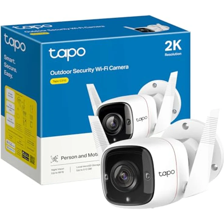 TP-Link Tapo 2K Outdoor Security Camera, Motion Detection, IP66 Weatherproof, Built-in Siren, 2-Way Audio, 3MP, Night Vision, Cloud &SD Card Storage, Works with Alexa & Google Home (Tapo C310) – Bild 1