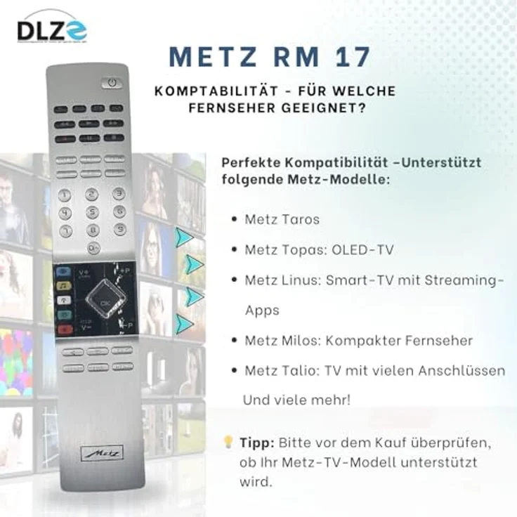 METZ RM17 – Original-Fernbedienung für Metz Smart TVs, kompatibel mit RM16, nicht für RM19 geeignet – Bild 5