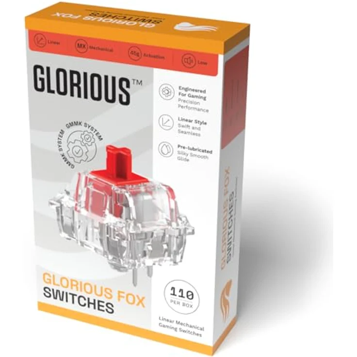 Glorious Fox Standard Switches, mechanisch, 3-Pin, linear, MX-Stem, 45g - lubed, 110 Stück – Bild 16