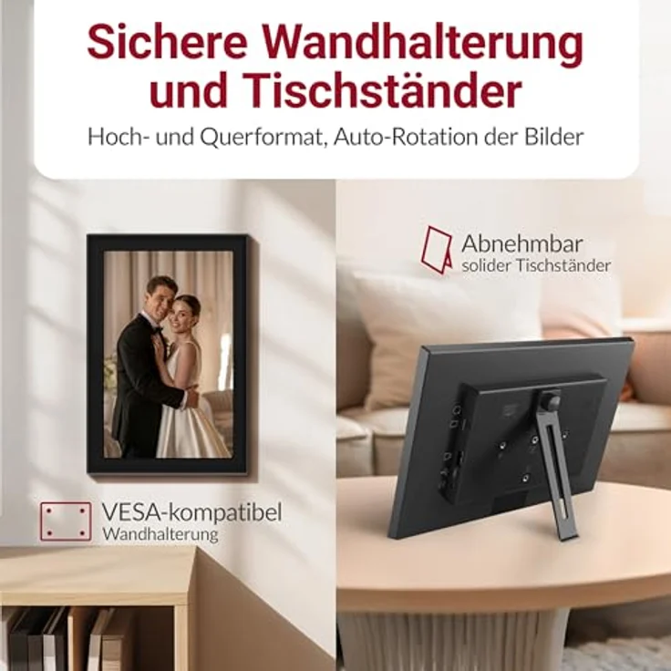 XORO 10,1 Zoll WiFi Digitaler Bilderrahmen, 1280x800 HD IPS Touch Display, 16GB Speicher, Automatische Rotation, Multi-Channel-Freigabe – Bild 5