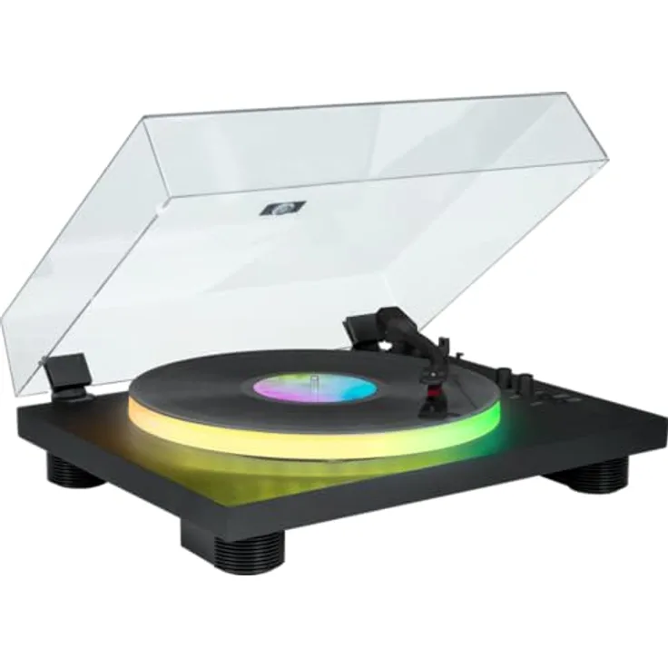 BIGBEN INTERACTIVE Giradischi mit Bluetooth 5.4, Piatto luminoso, Trasmissione a cinghia, Effetti luce