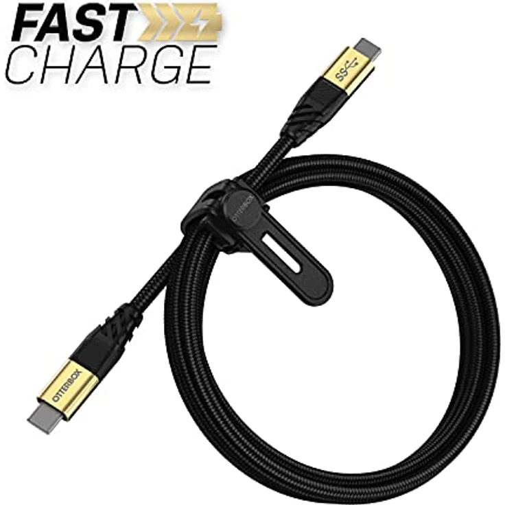 OtterBox verstärktes, umflochtendes Premium USB-C auf USB-C Kabel, USB-C 3.2 Gen 1, Schnelllade Kabel für Smartphone und Tablet, Ultra-Robust und getestet auf Biegsamkeit und Flexibilität,1.8M,Schwarz – Bild 2