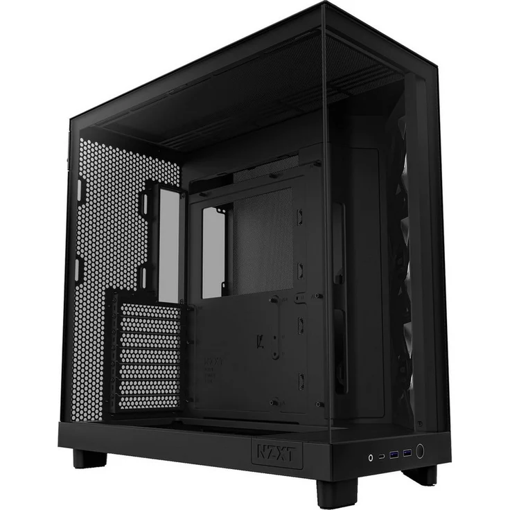 NZXT H6 Flow RGB PC-Gehäuse, innovatives Design mit Panorama-Glas und RGB-Lüftern, schwarz – Bild 1