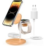 Magsafe Ladestation,3 in 1 ladestation Apple Watch und iPhone mit Mag Safe,Induktive Ladestation Kompatibel mit iPhone iPhone 14 13 12,Apple Watch Ultra/8/7/6/5/4,18W QC 3.0 Adapter
