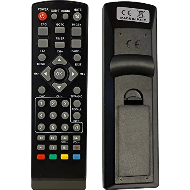 LEYF Universal 7in1 Fernbedienung Kompatibel für DVB-T TNT Receiver Strong, Echosat, Tempo, Leyf, Engel, Metronic, Strom, LiveTNT, Xoro, Thomson, Edision