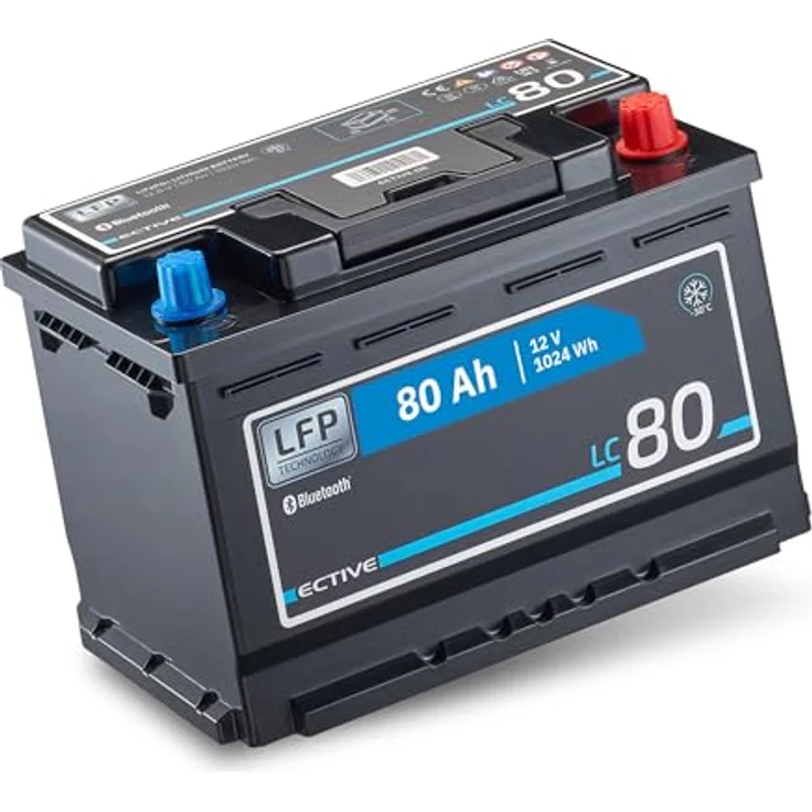 ECTIVE LC 80 LT 12V LiFePO4 Lithium Versorgungsbatterie 80 Ah, hohe Lebensdauer und integriertes Batterie-Management-System – Bild 1