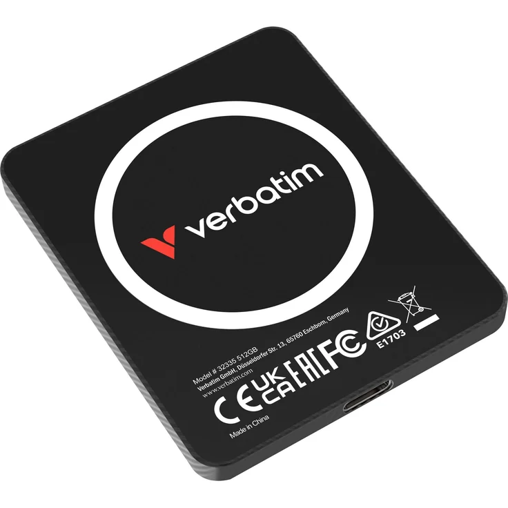 Verbatim SnapBack Ultra Slim SSD 512GB, Externe SSD mit 2050 MB/s, Schwarz – Bild 1