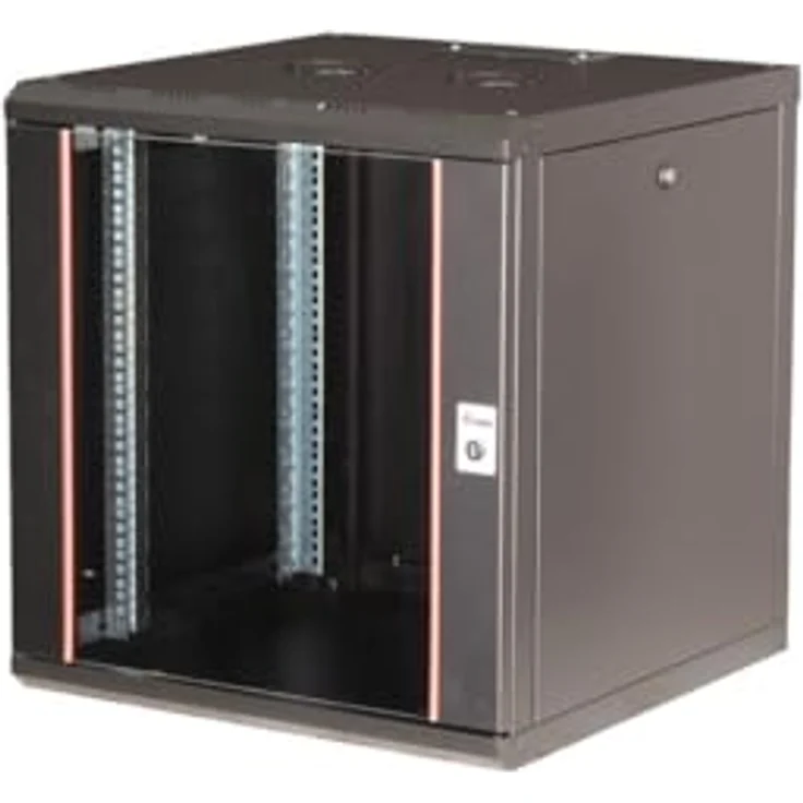 Equip Serverschrank 19" 12U 600x600mm Glastür schwarz - Netzwerkschrank mit gehärteter Glasfront und abnehmbaren Seitenteilen – Bild 1