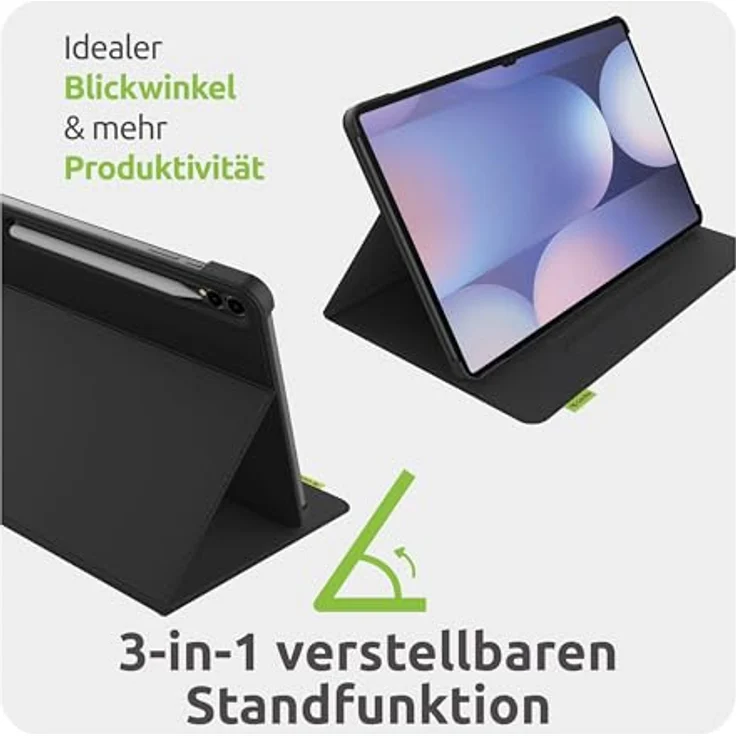 Gecko Covers Tablet Hülle aus Kaktusschale für Samsung Galaxy Tab S10 FE Plus – Schlaf-/Wachfunktion, Schwarz – Bild 3