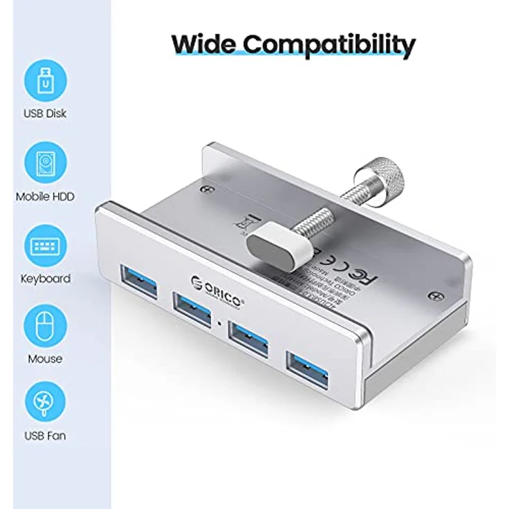 ALLNET ALL-USB3-HUB-4-CLIP Schnittstellen-Hub USB 3.2 Gen 1 (3.1 Gen 1) Type-A 5000 Mbit-s Silber ( ALL-USB3-HUB-4-CLIP ) – Bild 4