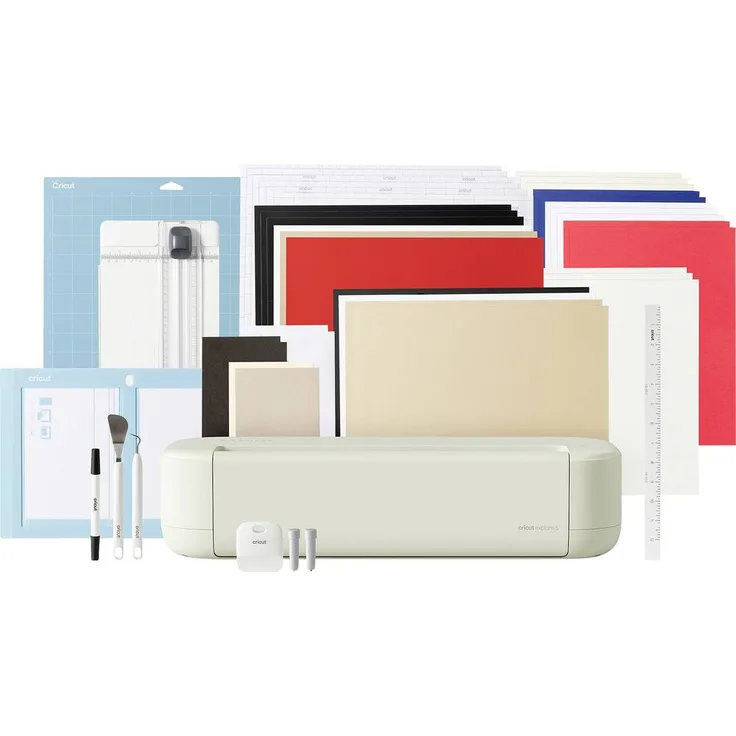 Cricut Explore 5 Essential Bundle (P), Schneideplotter mit 59.6 cm Schnittbreite, 100 Materialien, Zubehör für 65 Projekte